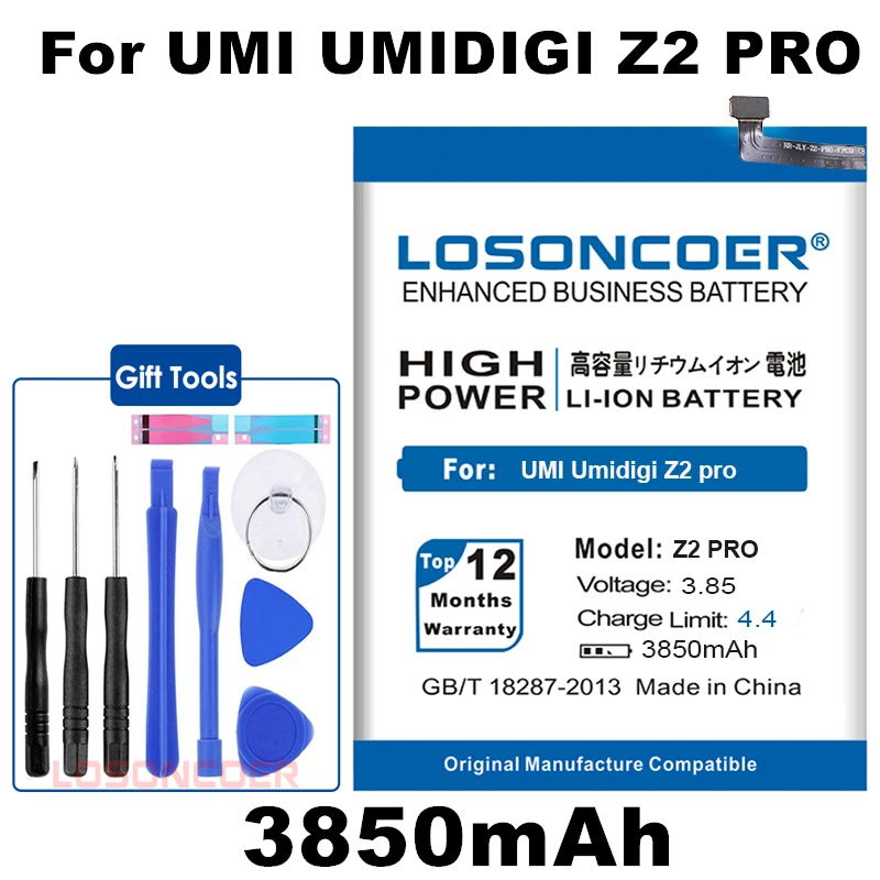 

LOSONCOER 3850mAh Z2 Pro Mobile Phone Batteries for UMI Umidigi Z2 Pro Mobile Phone Batteries+Quick Arrive