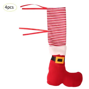 

4 Sets Of Christmas Decorations Christmas Restaurant Bar Chair Foot Cover Stool Table Foot Cover Decoration