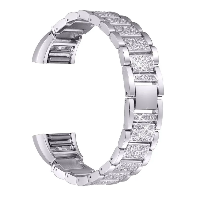 

Newly Replacement Metal Bands with Rhinestone Bling Adjustable Bracelet For Fitbit Charge 2 VK-ING