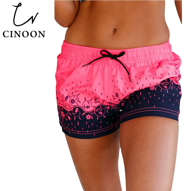 CINOON Floret غاضب المطبوعة سروال سباحة قصير تصفح و الغوص سريعة الجافة السراويل LC410280 النساء 2018 جديد السباحة الرياضات المائية الشاطئ ارتداء