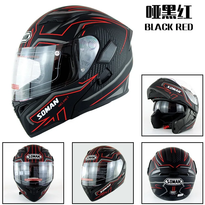 

Soman Brand 955 Motorcycle Full Face Helmet Street Casco Double Lens Mudual Casque Dual Use Motor Bike Helmets