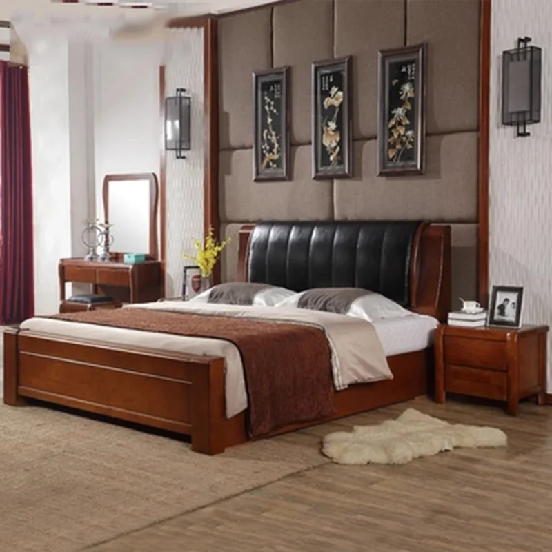 

Furniture bedroom Simple 1.5/1.8 Meter Solid wood Backrest bed