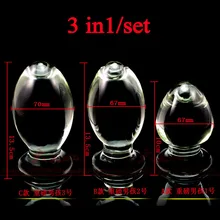 3pcs huge large anal expander dilator clear glass butt plug adult masturbation big anal balls buttplug sex toys for woman
