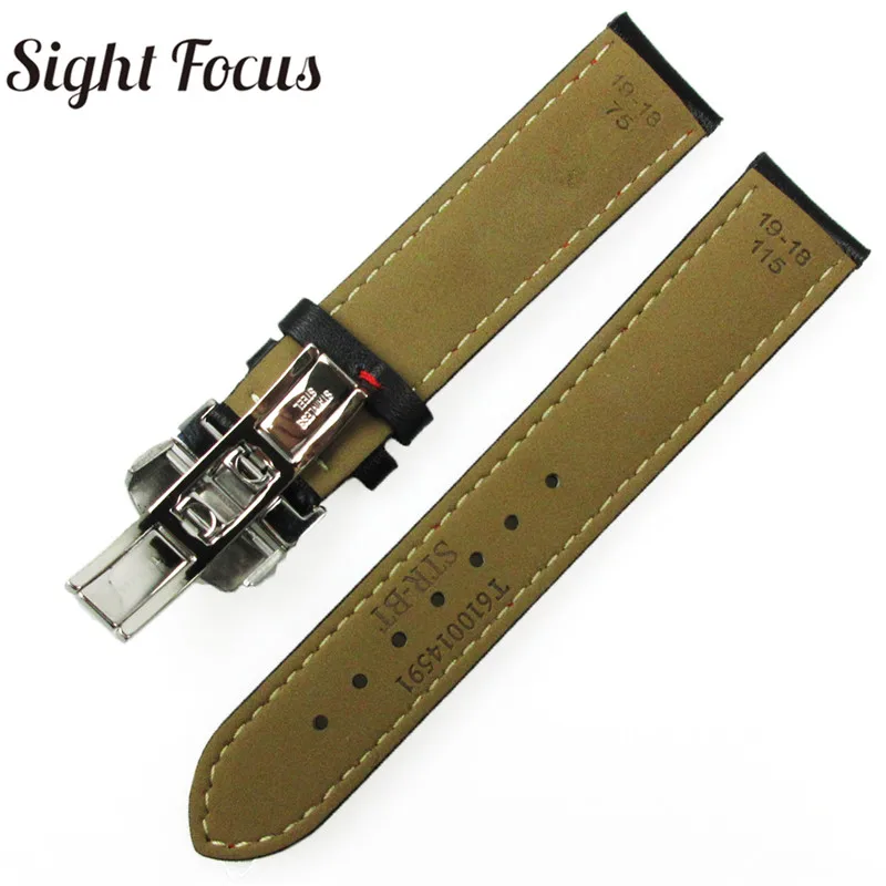 19mm 20mm Red Stitched Leather Strap for Tissote 1853 Band Starfish Series Butterfly Buckle Men's Watchband Bracelet Wrist Belts