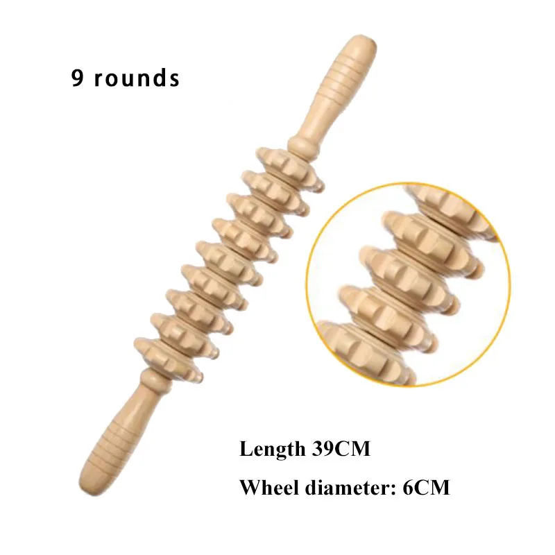 Йога Меридиан бар высокой плотности Трещины Круглые грубые весь массажный валик для тела стучал его талии массаж спины шеи ног древесины - Цвет: 9 rounds