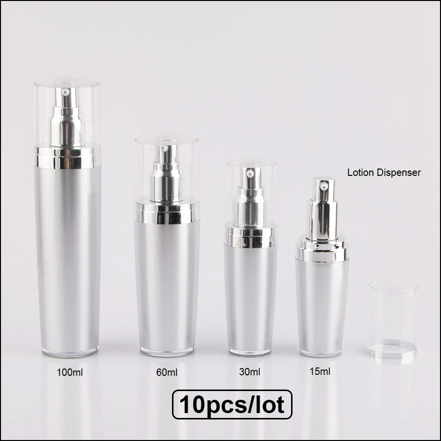 100 мл Серебряная акриловая бутылка для лосьона Серебряная эмульсия ...