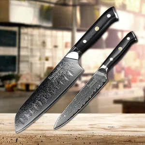 SUNNECKO 2PCS Kitchen Knife Set Santoku Utility Knife Japanese VG10 Damascus Steel Razor Sharp Chef Cooking Knives G10 Handle SUNNECKO 2PCS Kitchen Knife Set Santoku Utility Knife Japanese VG10 Damascus Steel Razor Sharp Chef Cooking Knives G10 Handle