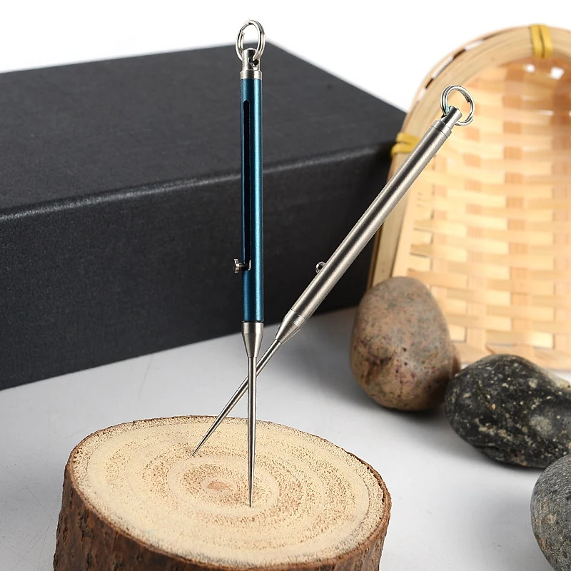 

Titanium Alloy Push-pull Spring Design Toothpick Holder With Toothpick Holder Ultra Light Portable Multi-function Outdoor Tools
