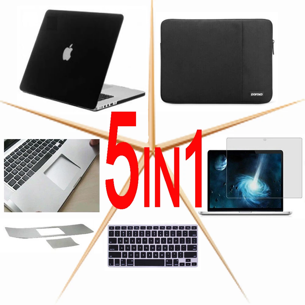 5в1 для Macbook Pro Air retina Touch Bar 11 12 13 15 дюймов сумка ноутбука + жесткий чехол клавиатуры