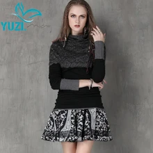 Для женщин свитер yuzi Повседневное Вязание свитер с длинным рукавом Кружево жаккардовые водолазка Для женщин Пуловеры для женщин b9560 пуловер Для женщин