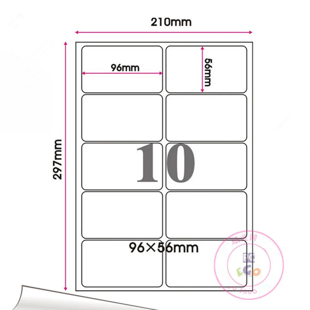 

9.6*5.6cm 300Pcs/Lot A4 Kraft Round Corner Self Adhesive Sticker Square Label Printing Copy Paper For Laser And Inkjet Printer