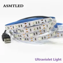 0,5 м 1 м 1,5 м 2 м DC5V ультрафиолетовая лента лампа SMD 5050 30 светодиодный s/m USB УФ светодиодная лента не Водонепроницаемая IP30 УФ полоска