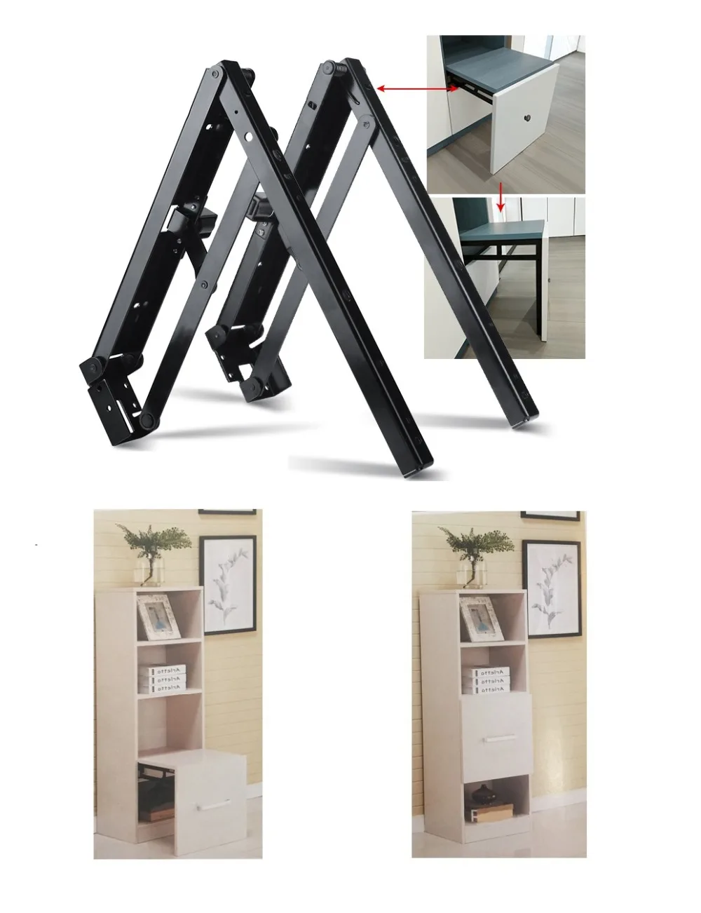 1Pair(2 PCS)/Lot Conceal Folding Seat Stool Bracket Hinge RV Shelf Support Shoe wardrobe