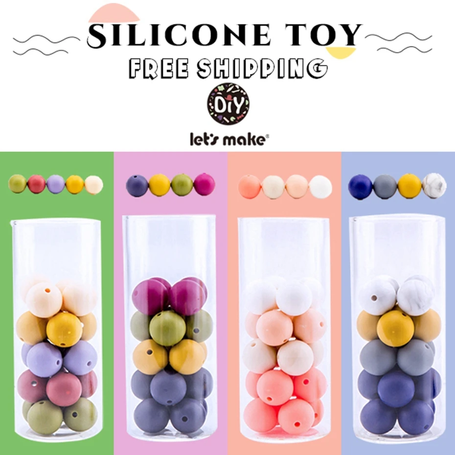 Contas de Silicone Vamos Fazer Geométrico Octogonal 50pc Silicone Dentição Faça Você Mesmo Artesanato Enfermagem Colar Contas Bebê Mordedor 17mm 3 Mordedores p/ bebê