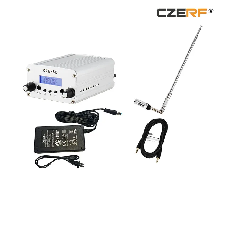 CZE-5C 1W/5W Silver color Aluminum alloy Material wireless fm transmitter 76 to 108 MHz | Электроника