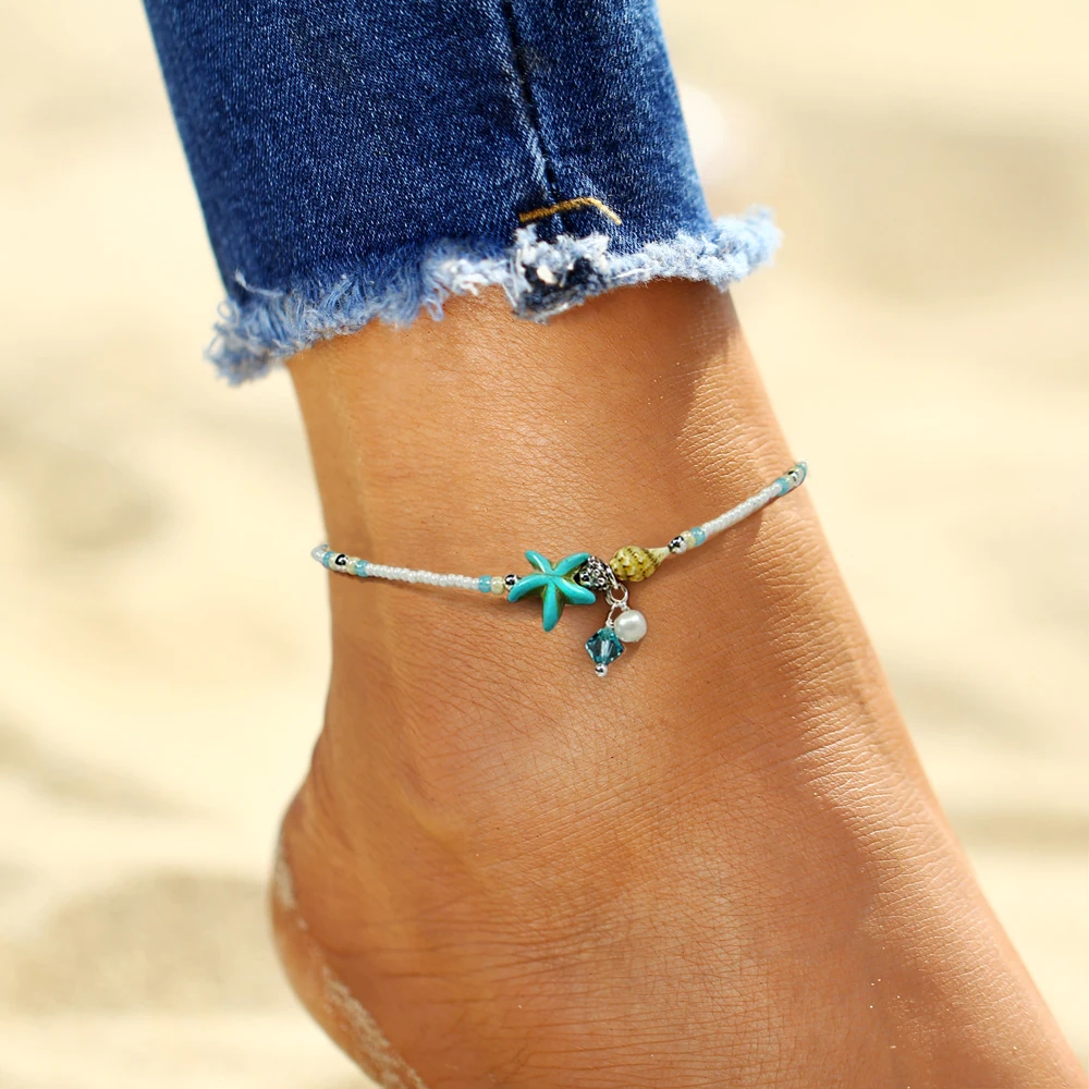 Shell Anklet Beads Starfish Anklets For Women Fashion Vintage Handmade Sandal Statement Bracelet Foot Boho Jewelry