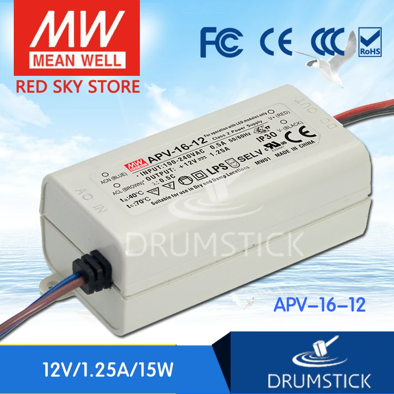 

MEAN WELL APV-16-12 12V 1.25A meanwell APV-16 12V 15W Single Output LED Switching Power Supply
