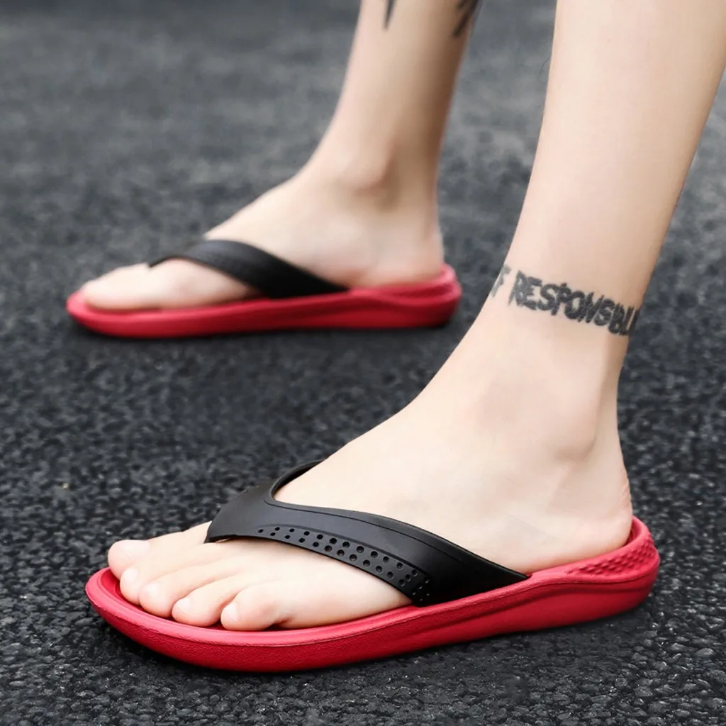 

2019 Men mannen slippers Fashion Casual Shoes Solid Beach Sandal Breathable Flip Flops Shoes chanclas hombre deportivas#XP25
