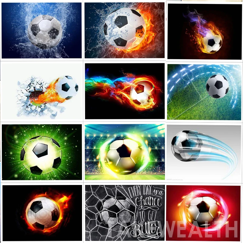 

new 5D DIY Diamond Embroidery Movement Sports Football & Fire Diamond Painting Cross Stitch Full Drill Mosaic Decoration