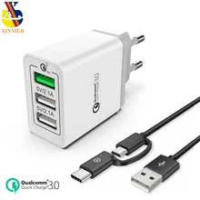 

Quick Charge 3.0 Usb Charger 3 Port Wall Charger Adapter Cable For Mobile Phone Qualcomm Qc 3.0 2.1 Fast Charging For Samsung s8