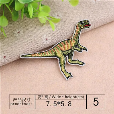 1 PC Fashion Embroidered Dinosaur Punk Series Dinosaur Cartoon Iron On Football Patches for Clothes DIY Appliques Cheap - Цвет: type E