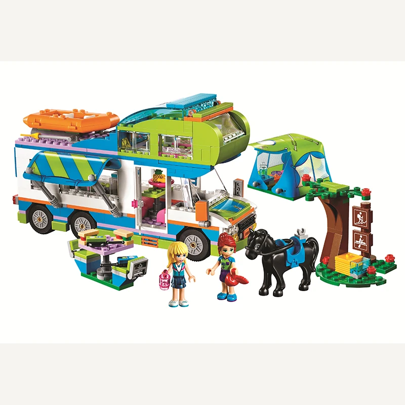 

Bela Compatible Legoe New Girls Friends Heartlake Mia's Camper Van Camping Adventure Building Blocks Bricks Toys for Children