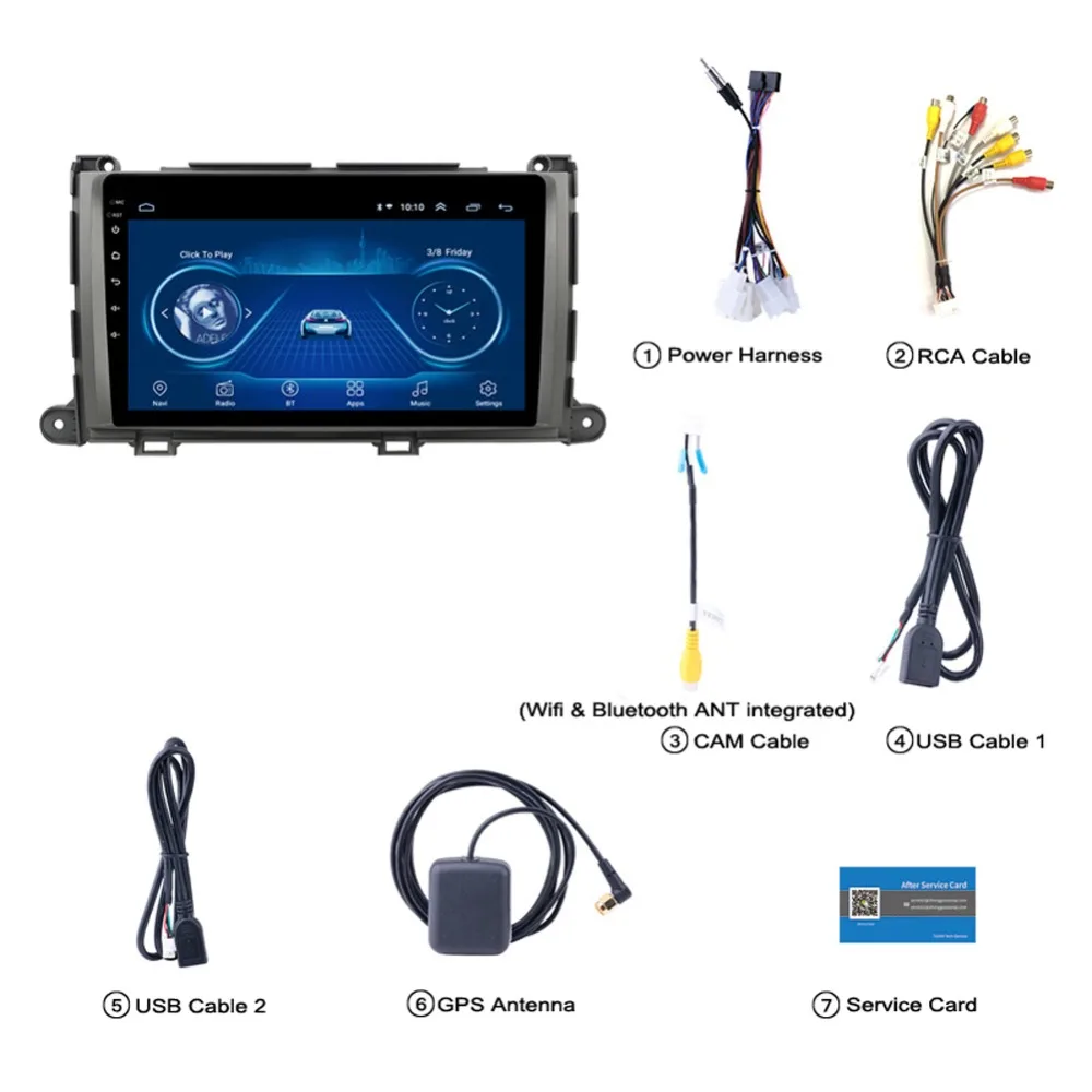 Perfect Super Slim Touch Screen Android 8.1 radio GPS Navigation for toyota sienna 2011 + headunit tablets Stereo Multimedia Bluetooth 1