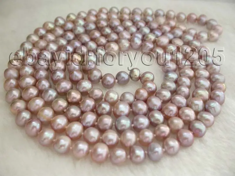 

fast 64" Longest Genuine Natural 10mm Purple Round Pearl Necklace #f1519! NEW