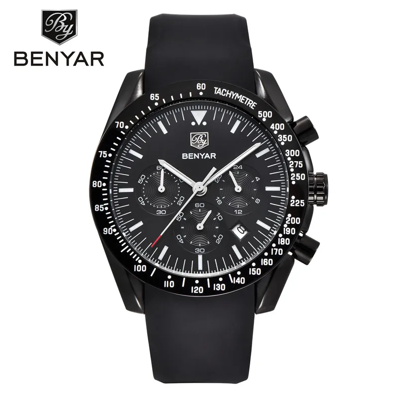 

BENYAR New Watch Men Fashion Sport Quartz Clock Silicone strap Mens Watches Brand Luxury Fashion Waterproof Watch Relogio