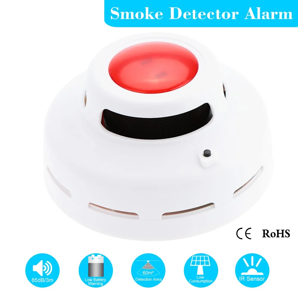 

Standalone Photoelectric Smoke Detector Fire Alarm Sensor Sound Flash Alarm Warning Smoke Test For Indoor Home Safety Security