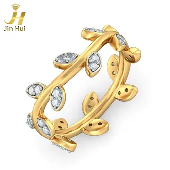 

Jinhui Women The Passion Leaves Ring Solid 18K Yellow 750 Gold 0.256CT Natural Diamond Jewelry Free Engraving