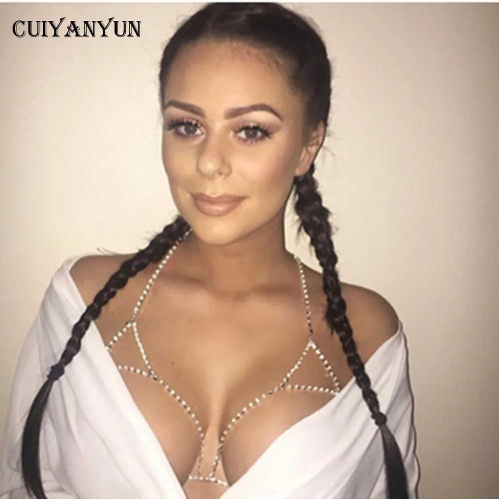 

women out bra bikini gold chain silver rhinestone sexy body 2019 female fashion jewelry swimsuit swimwear metal bikini body bra