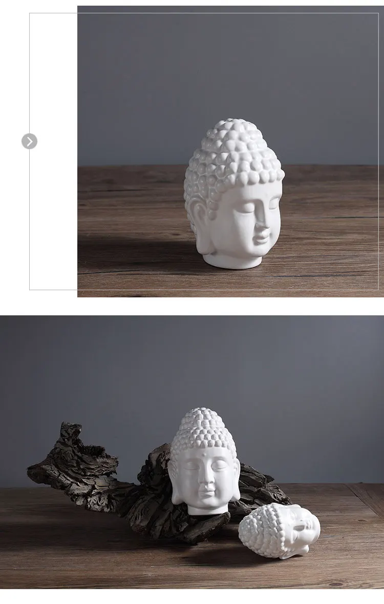 Медитирующая керамическая белая статуя головы Будды статуэтки Youga алтарь домашний декор Будда лицо бюст голова скульптура Азиатский Восточный подарок