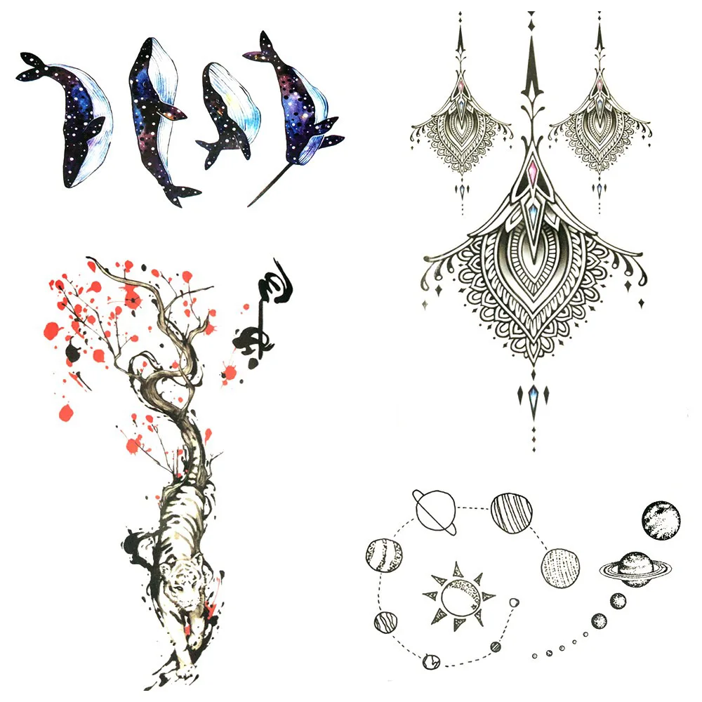 

Henna Bracelet Pendant Temporary Tattoo Black Tree Flower Women Body Arm Hands Tattoo Stickers Men Black Tiger Tatoo Small Arm