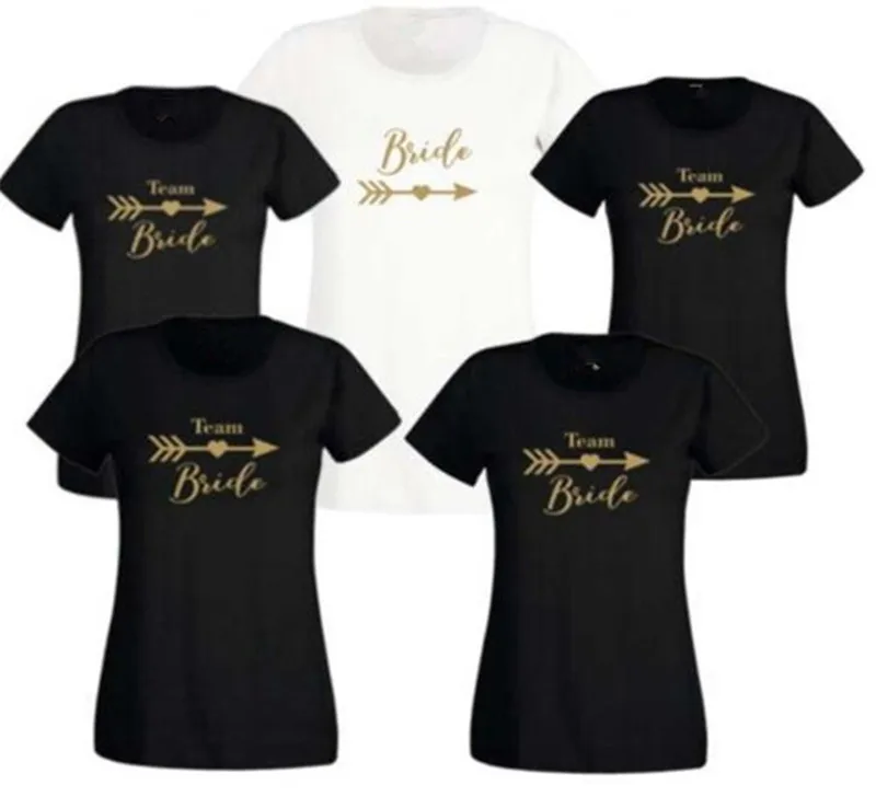 

Hen Party T-Shirts Hen Do Team Bride T-shirt Ladies Custom Printed Personalised Golden Print Dropshipping