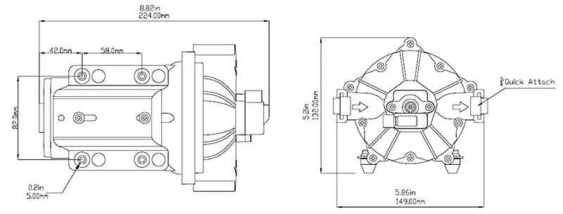 High Pressure Five Chamber Diaphragm water pump 12 24 volt dc for marine RV Agriculture and washer