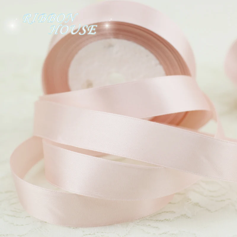 (25 yards/roll) Pink Meat Single Face Satin Ribbon Wholesale Gift Wrapping Christmas ribbons images - 6