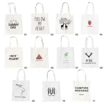 

NoEnName_Null High Quality Shoulder Bag Cute Print Canvas Tote Women Shopper Shopping Shoulder Bags Reusable Foldable