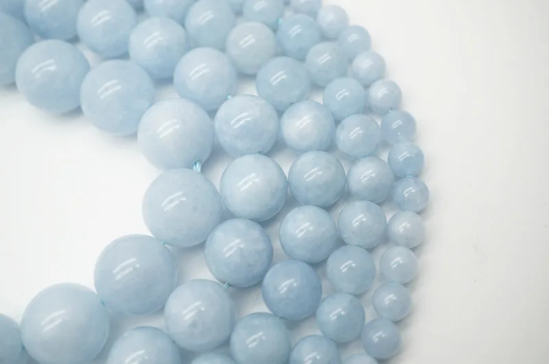 Бусины из натурального камня основной цвет синий АКВАМАРИН НЕФРИТ 6 8 10 12 14 мм бусины из халцедона подходят DIY бусины для изготовления ювелирных изделий HK131