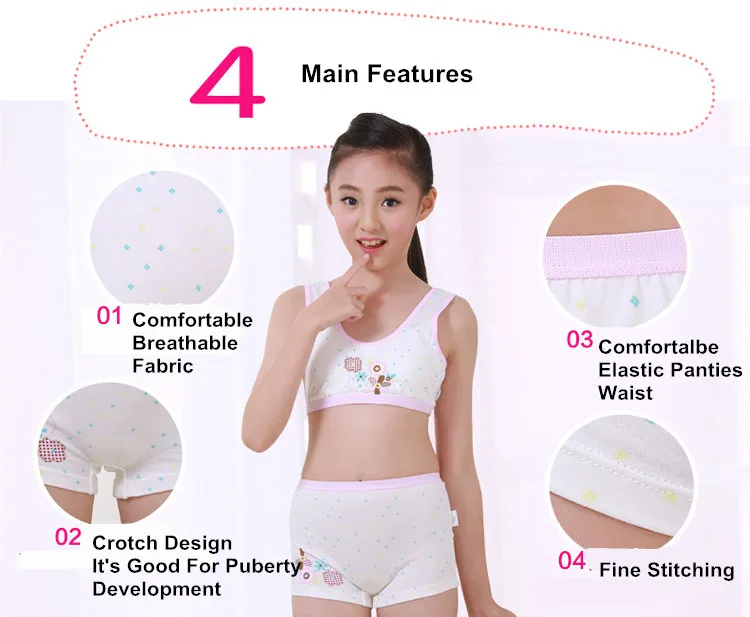 Puberty teenager tank top underwear set for girls 16