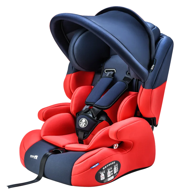 Детское безопасное детское сидение, детское сиденье-подстилка с солнцезащитным козырьком, пятиточечный жгут ISOfix, детское автомобильное сиденье для новорожденных детей 9-12 лет - Цвет: HDPE ISOFIX red