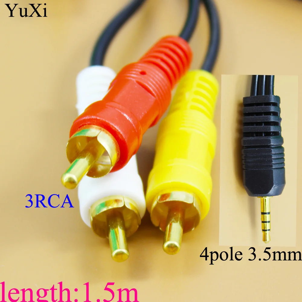 

YuXi 3.5mm Jack Plug to 3 RCA Adapter Cable Male to Male DVD VCR Audio Video Stereo TV AV Cable Wire Cord
