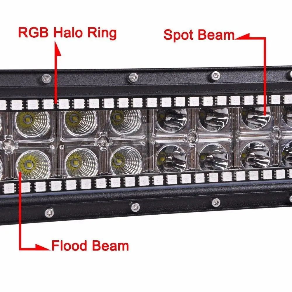 2" дюймов 120 Вт светодиодный световой бар+ 4x3" 16 Вт кубические линзы светодиодный рабочий свет с RGB угол глаз Halo изменение цвета чеканка для Jeep Ford SUV