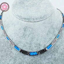 JZN0007, высокое качество, голубой опал, драгоценный камень, серебряное ожерелье, новое модное ожерелье для женщин, хорошее ювелирное изделие, великолепная цепочка унисекс, ожерелье