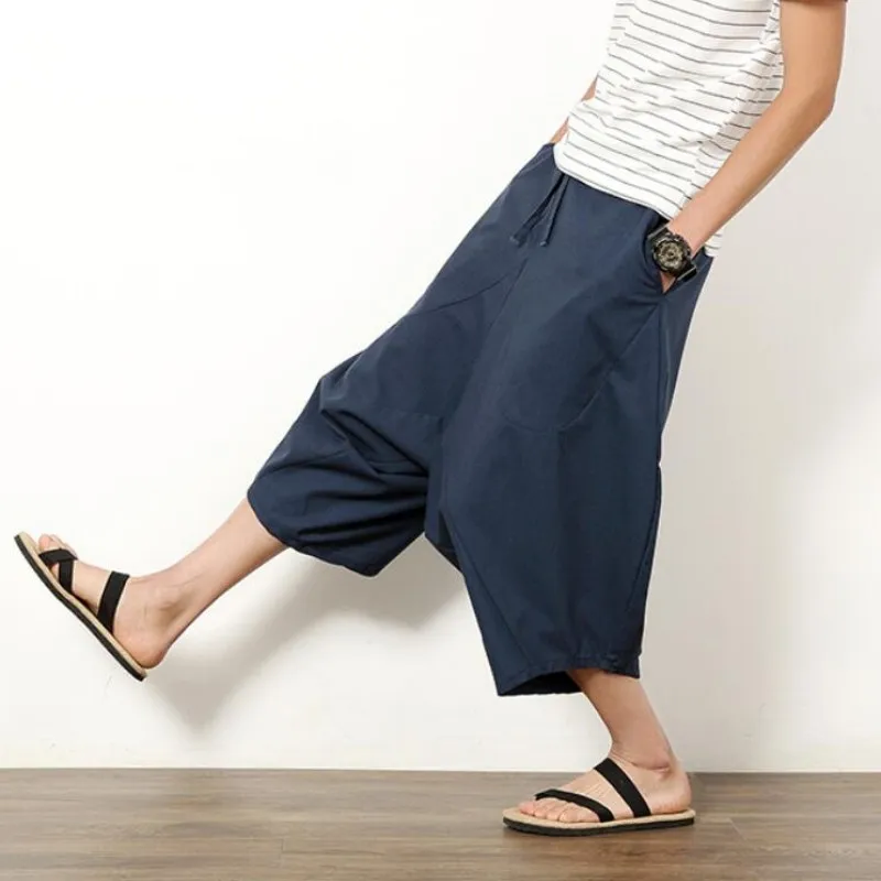 FidgetGear Fashion Mens Japanese Samurai Harem Hakama wide leg Pants Trousers Summer shorts Black 35 FidgetGear Fashion Mens Japanese Samurai Harem Hakama wide leg Pants Trousers Summer shorts Black 35