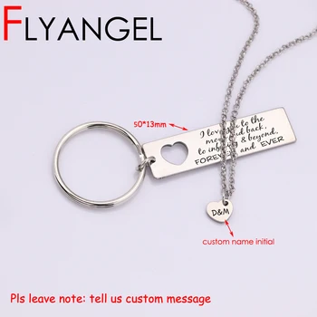 

FLYANGEL Custom Engraved Name Initial Keyring Necklace Pendant Jewelry Forever Ever Keychain Couples Girlfriend Boyfriend Gifts