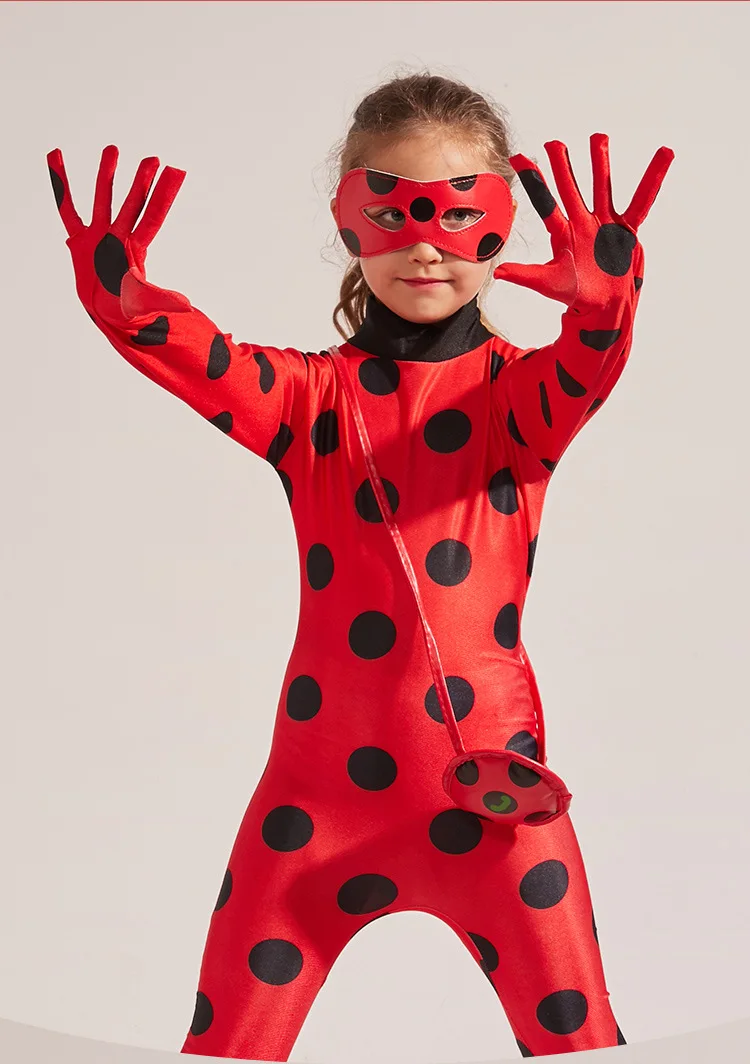 3 Pcs/set Kids Ladybird Costume Clothing Sets Anime Girl Lady Bug Cosplay Marinette Little Beetle Suit Lady Bug Jumpsuit C3082CH