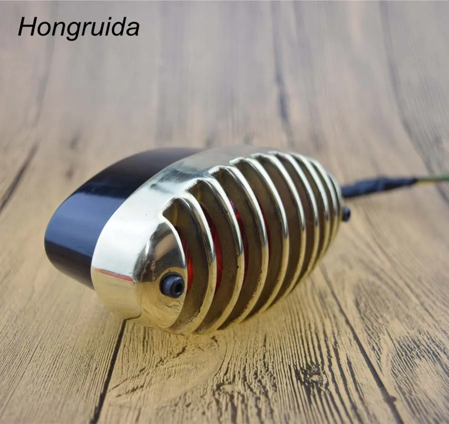 

For Harley Fork Boot Motorcycle Brass Grille Stop Lamp 5/21W DOT Vintage Tail Lamp