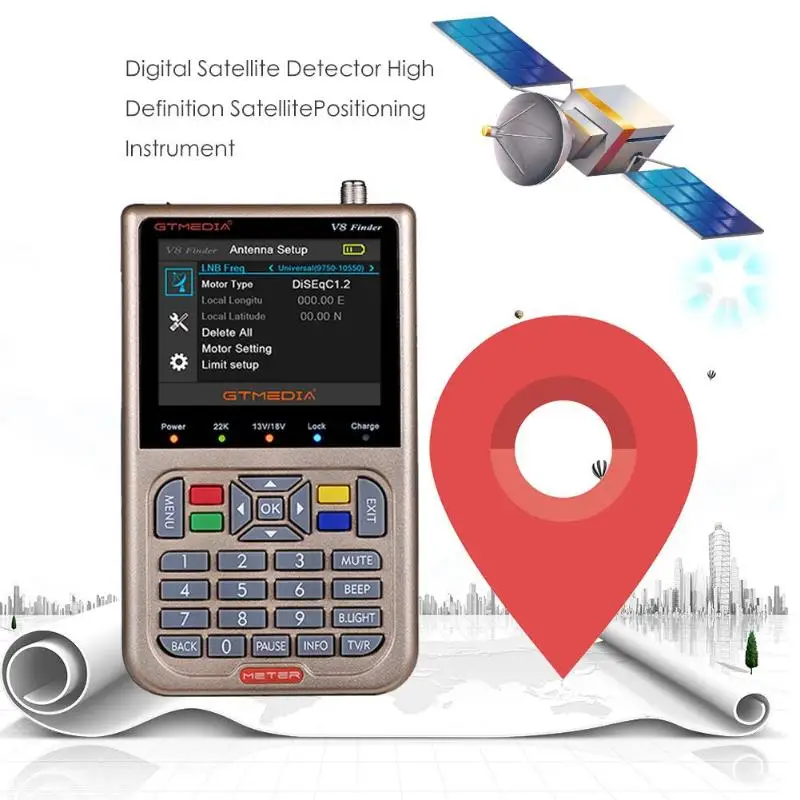 GT медиа V8 Finder спутниковый искатель DVB-S2/S2X HD 1080P цифровой спутниковый измеритель сигнала детектор 3,5 дюймов ЖК-дисплей GTmedia V8