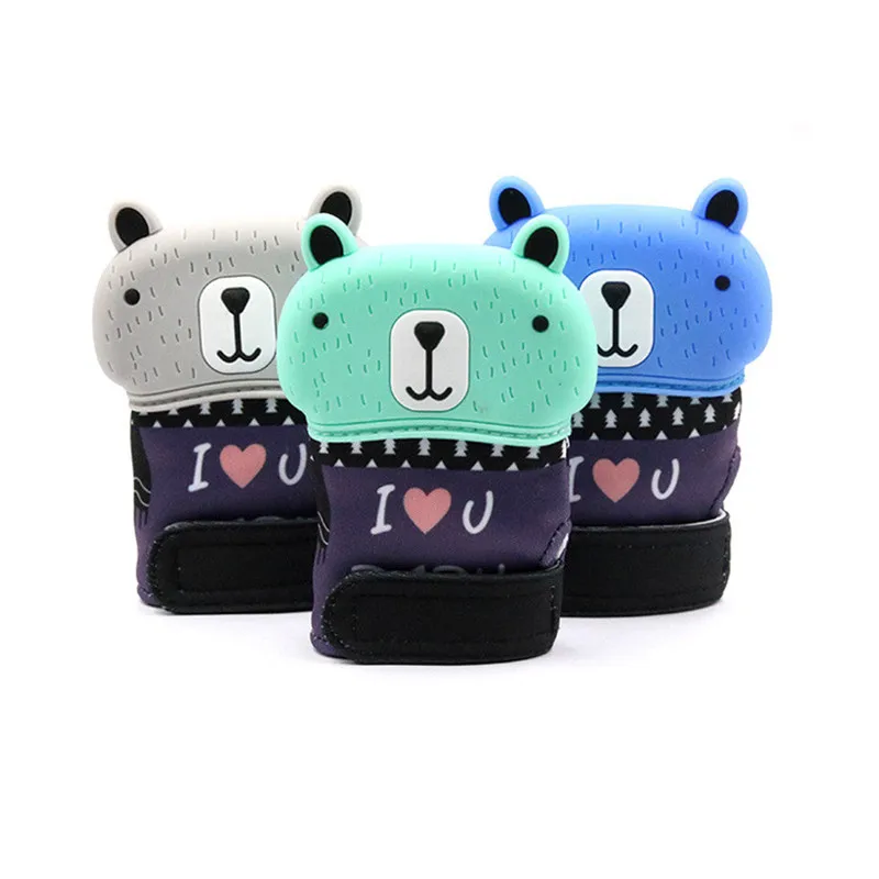 

Baby Teether Silicone Teething Glove Animal Bear Food Grade Mitten Newborn Nursing Silicone Beads Teething Mitt Teething Toys